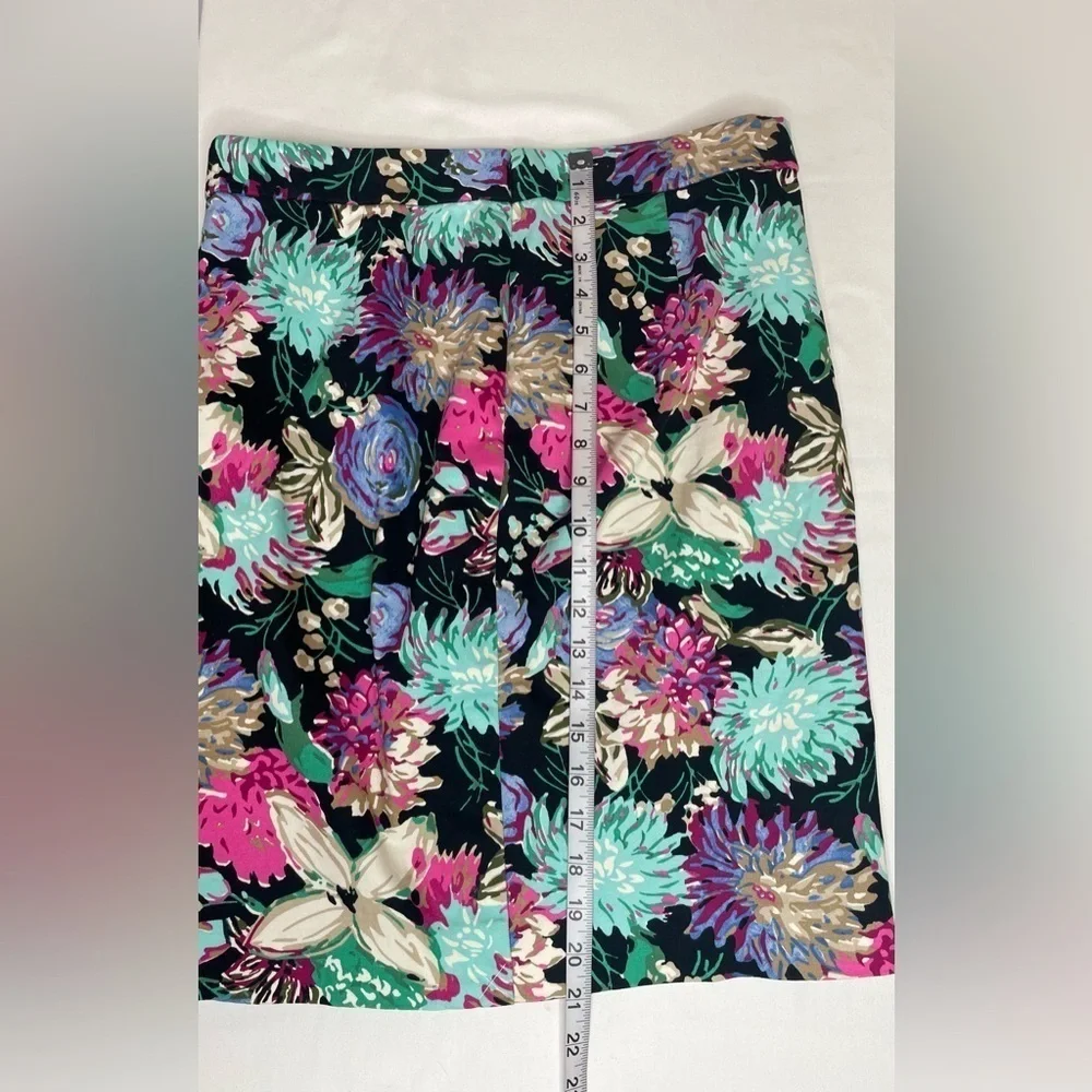 J Crew Skirt Floral Cotton Blend Pencil Skirt Size 4